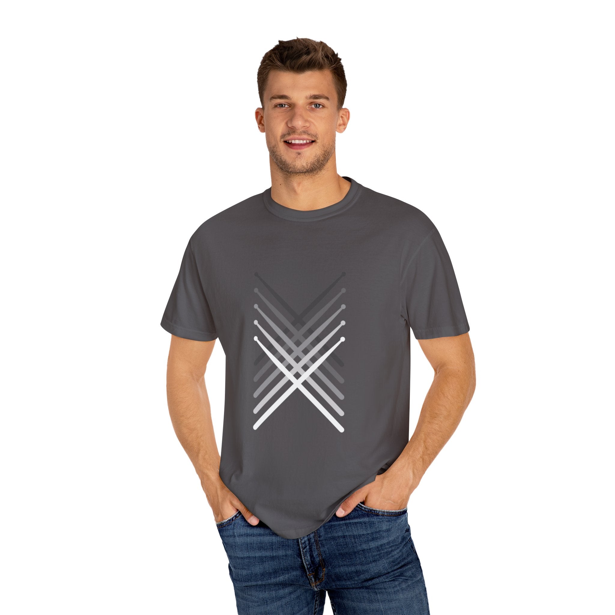 Retro Fading Percussion Drum Sticks T-Shirt – Marching Band Music Tee