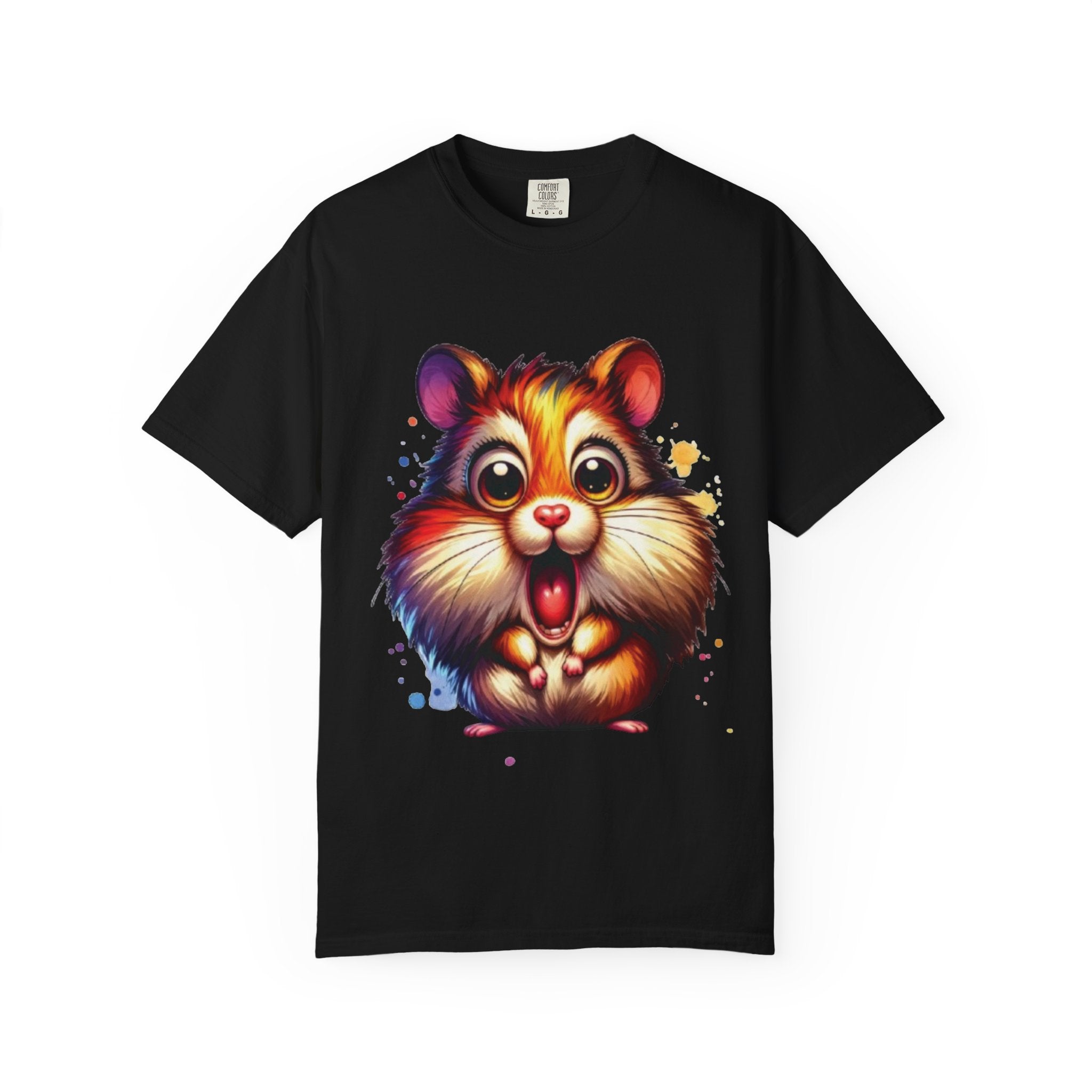 Adorable Shocked Hamster T-Shirt | Cute Cartoon Hamster Graphic | Color Splash Animal Tee