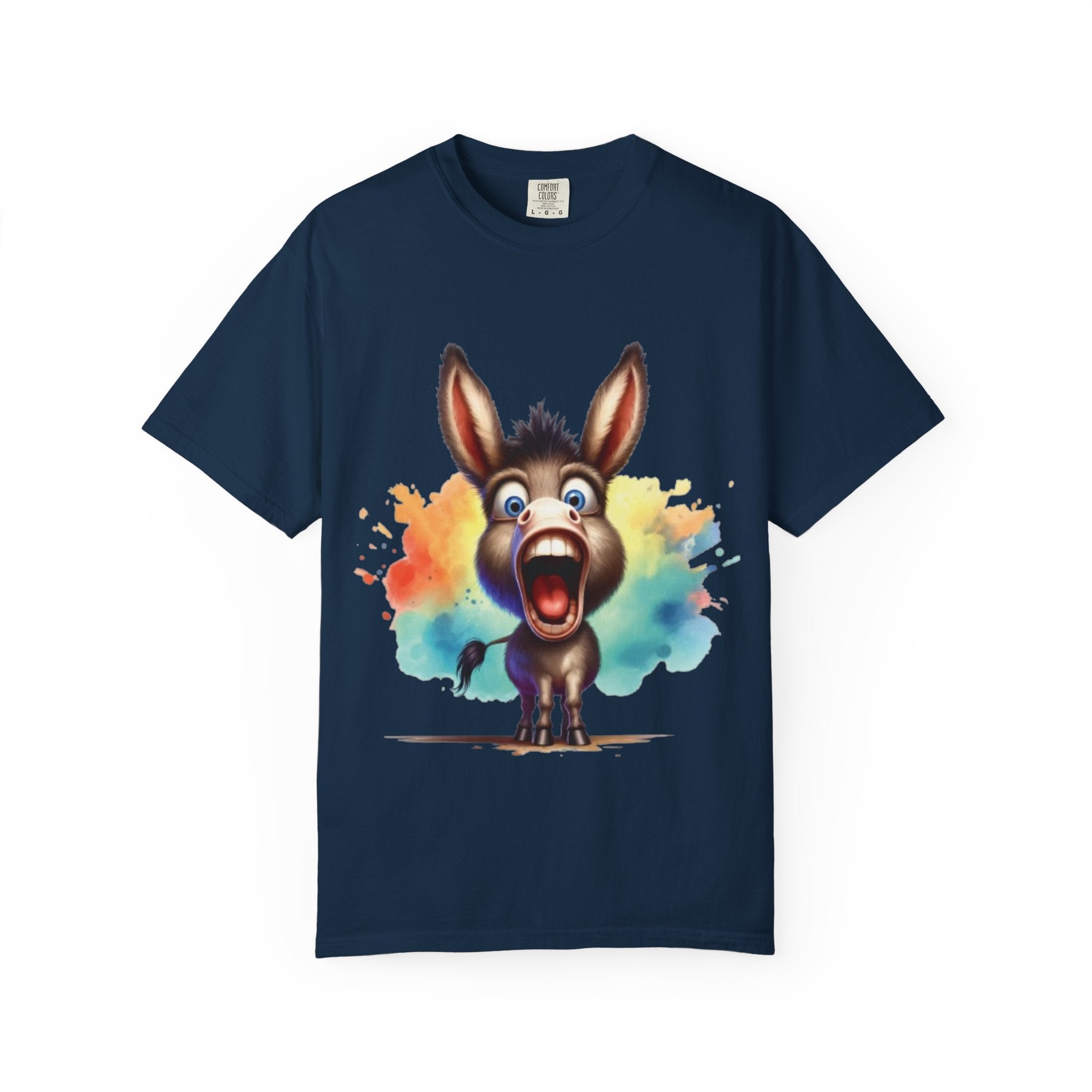 Donkey Cartoon T-Shirt | Funny Donkey Expression Tee | Color Splash Animal Art