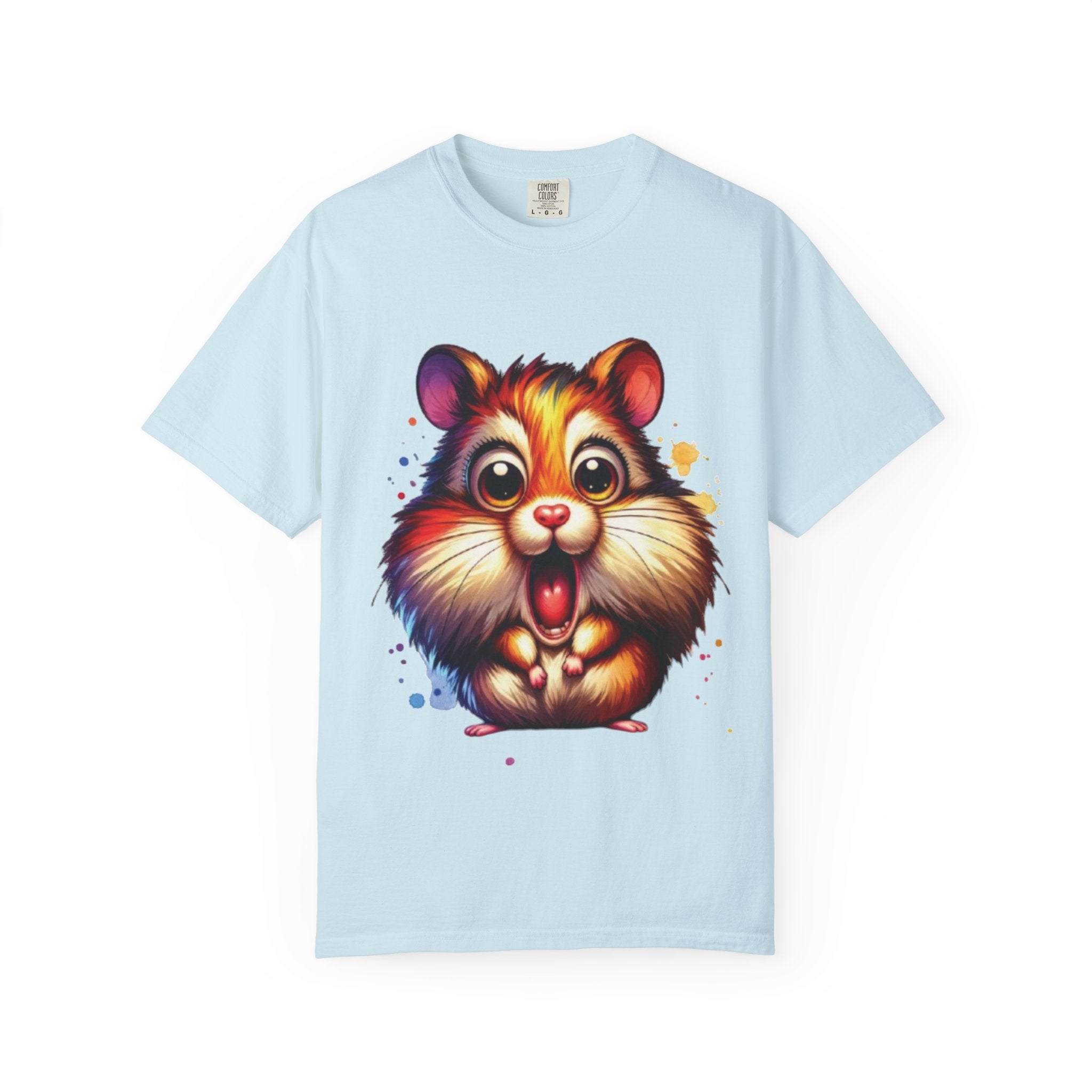 Adorable Shocked Hamster T-Shirt | Cute Cartoon Hamster Graphic | Color Splash Animal Tee