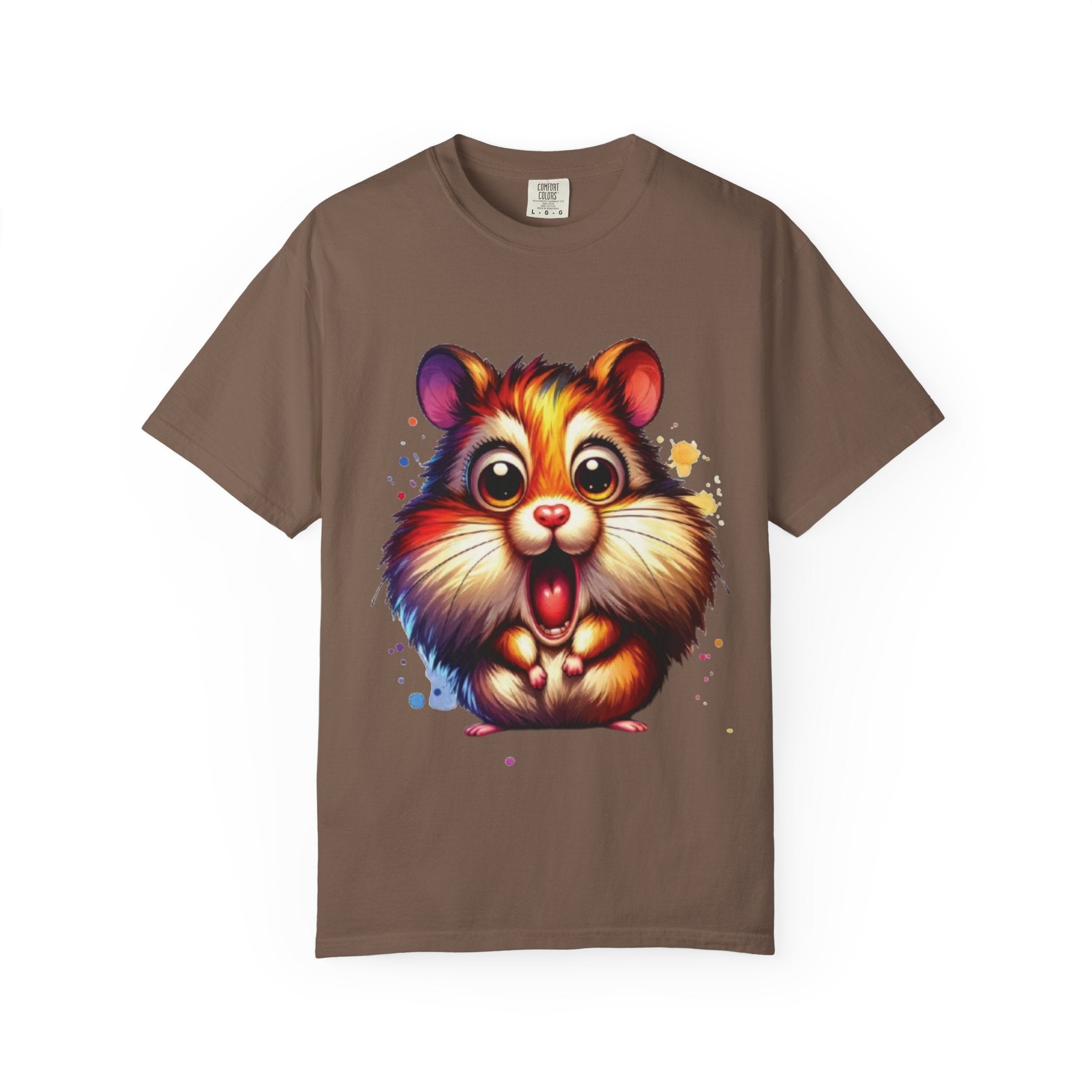 Adorable Shocked Hamster T-Shirt | Cute Cartoon Hamster Graphic | Color Splash Animal Tee
