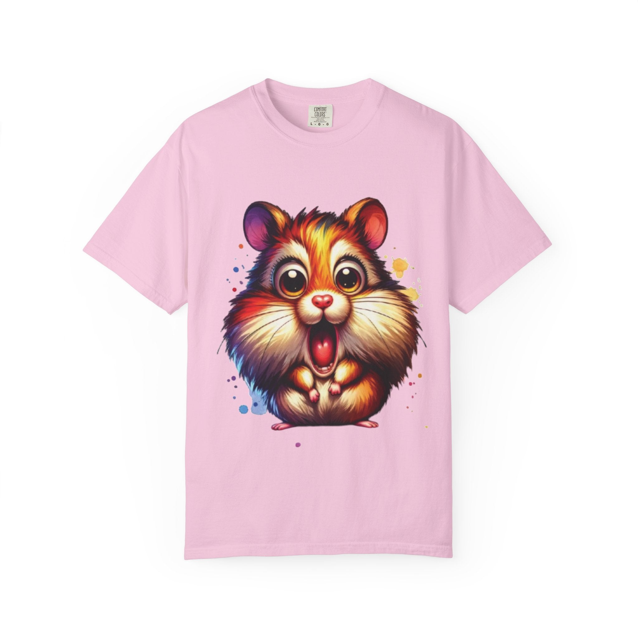 Adorable Shocked Hamster T-Shirt | Cute Cartoon Hamster Graphic | Color Splash Animal Tee