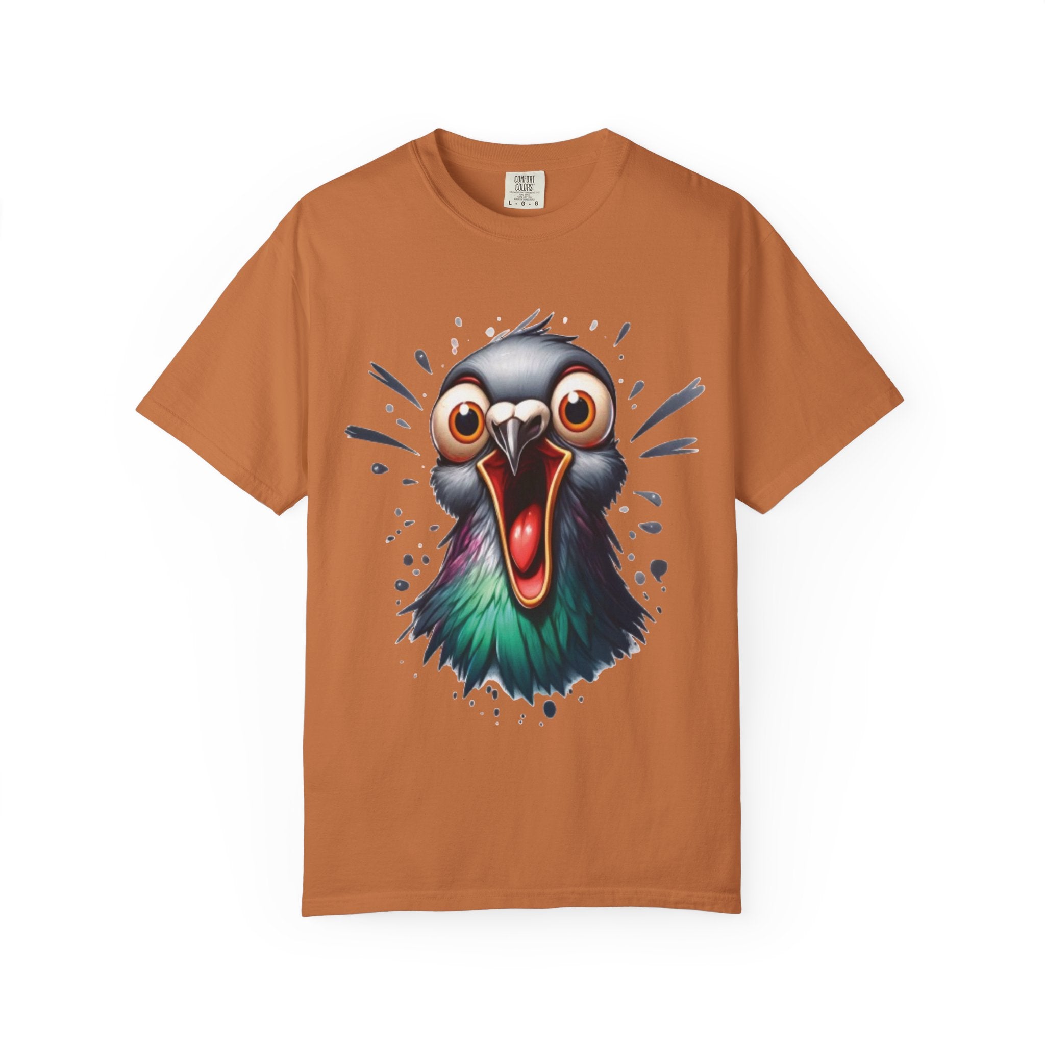 Funny Shocked Pigeon – Urban Chaos Bird Meme T-Shirt