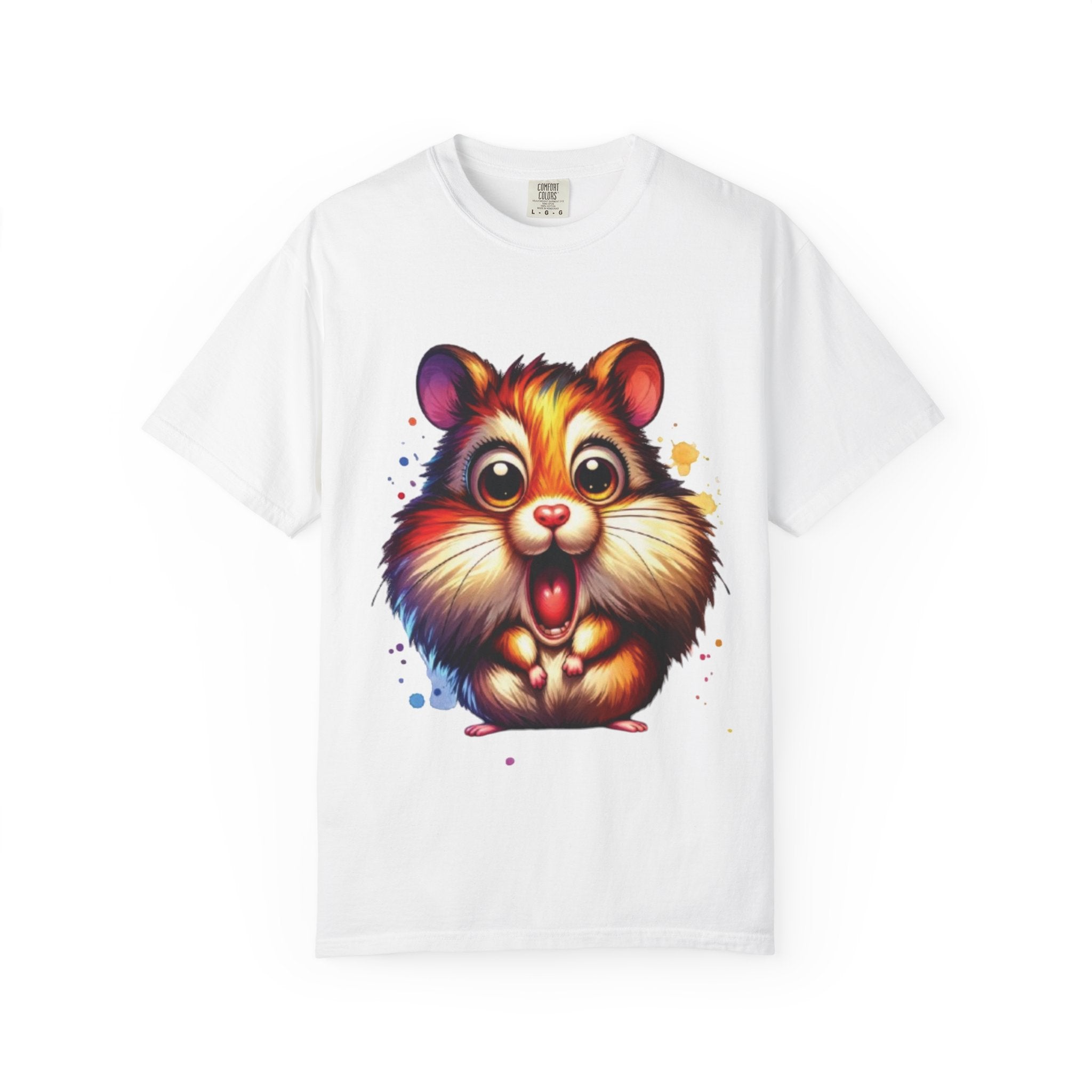Adorable Shocked Hamster T-Shirt | Cute Cartoon Hamster Graphic | Color Splash Animal Tee