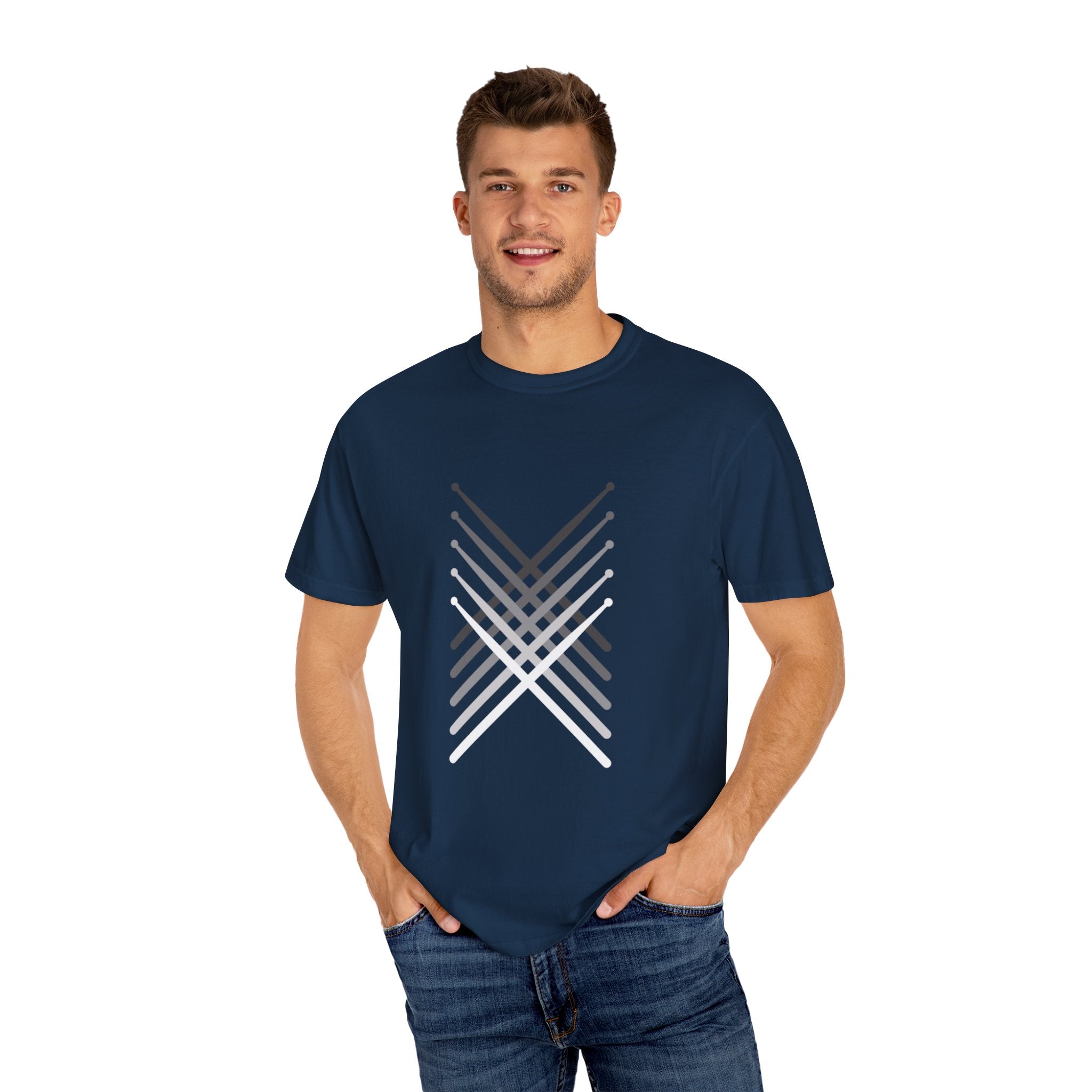 Retro Fading Percussion Drum Sticks T-Shirt – Marching Band Music Tee