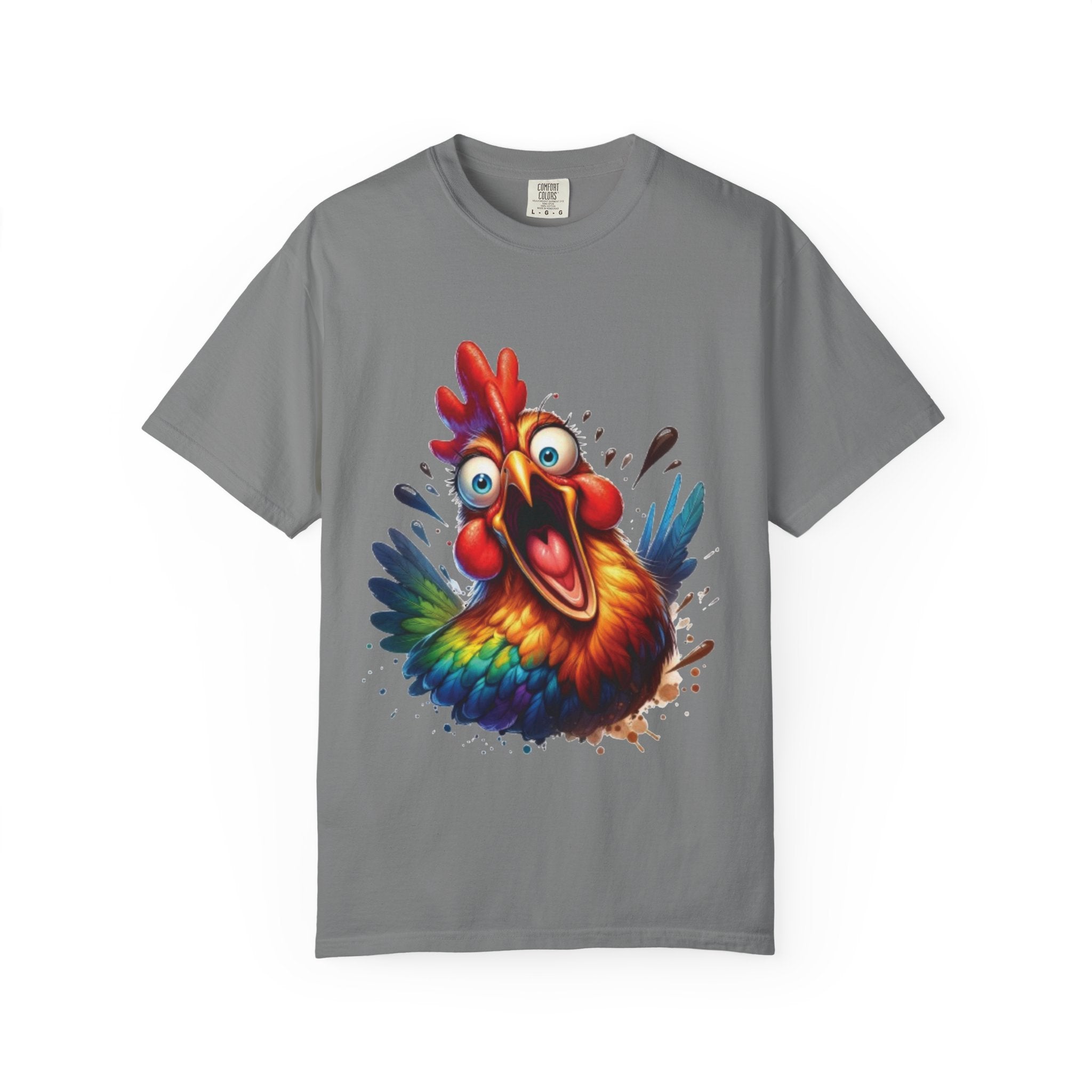 Hilarious Screaming Chicken – Chaotic Poultry Panic Meme T-Shirt