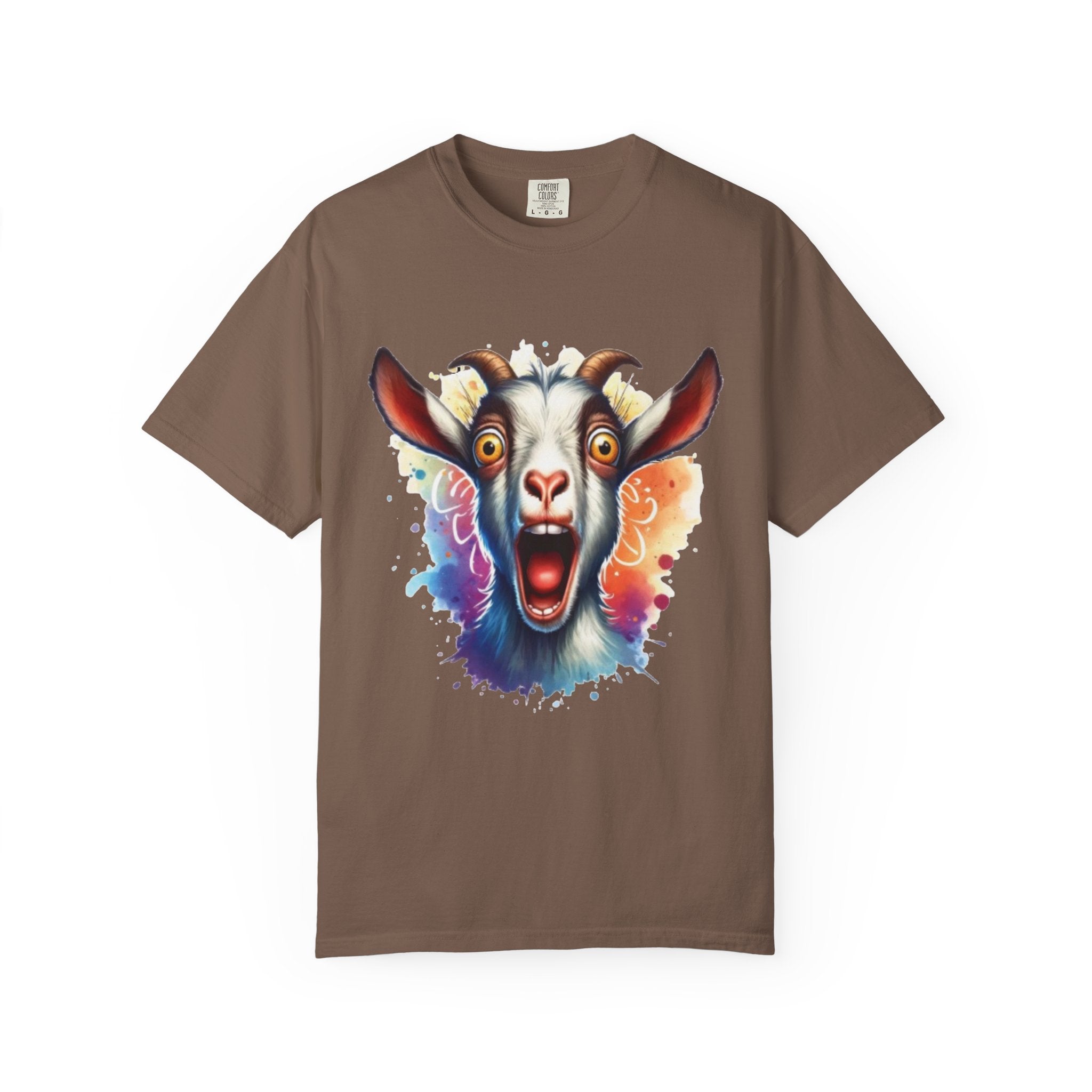 Crazy Goat Cartoon Design – Fun & Whimsical T-Shirt Graphic