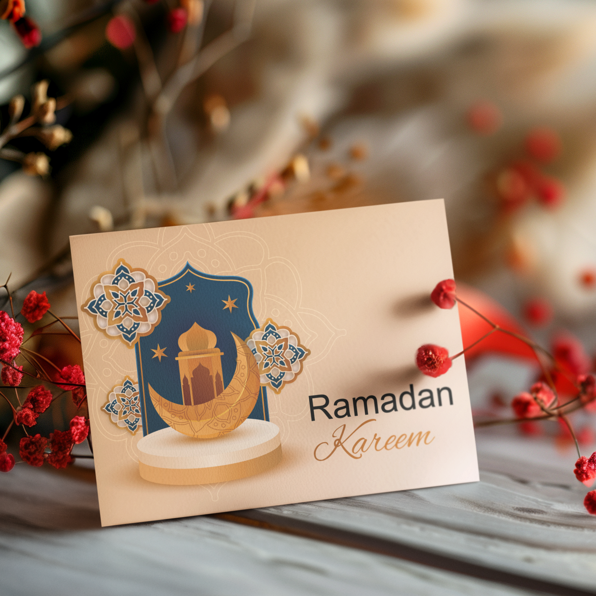 Elegant Ramadan Kareem Card – Ramadan Wishing Card