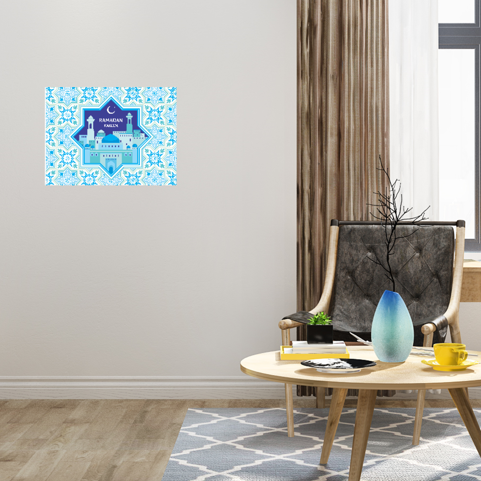 Ramadan Kareem Ceramic Tile – Blue Theme Luxury Islamic Home Décor