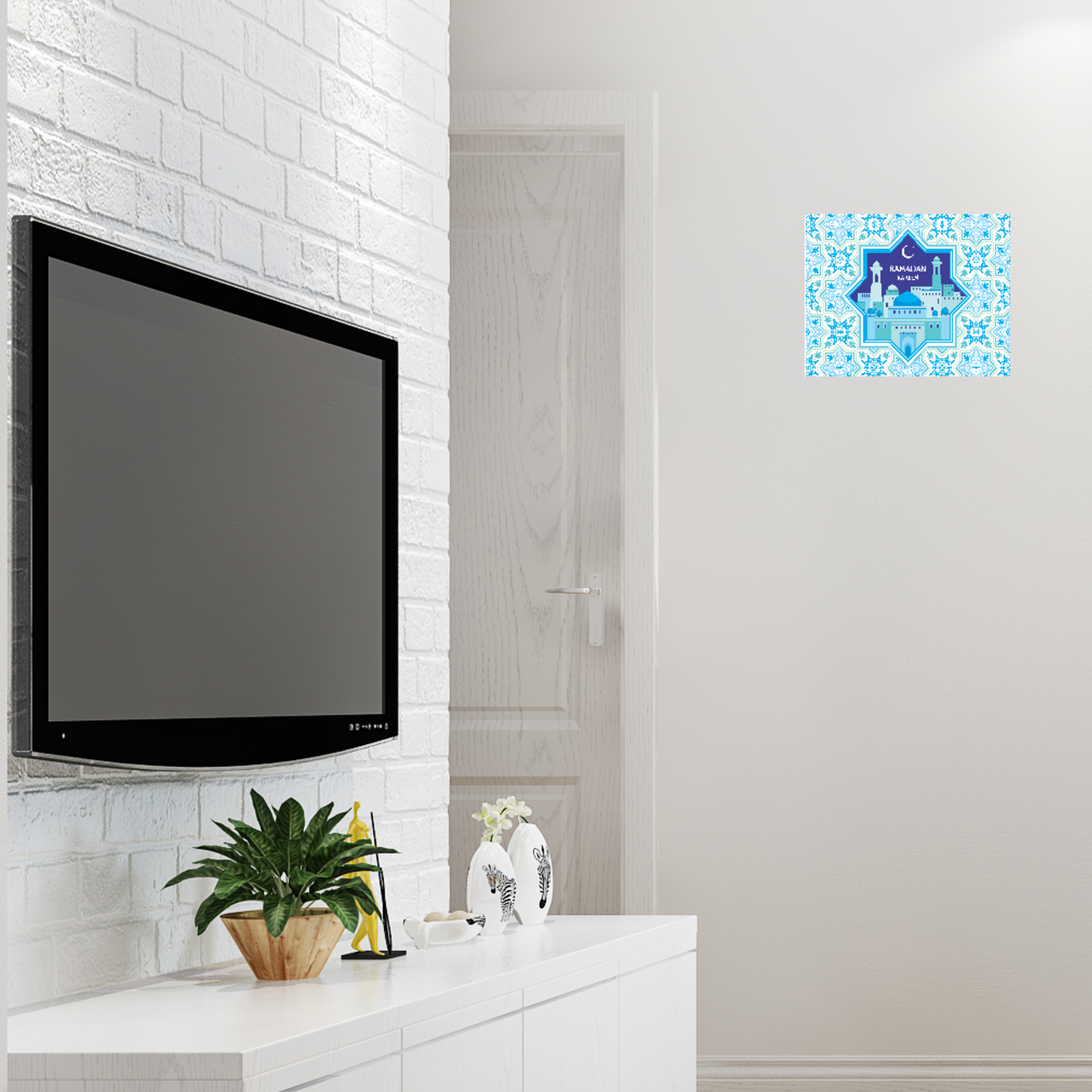 Ramadan Kareem Ceramic Tile – Blue Theme Luxury Islamic Home Décor